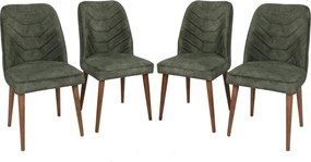 Set 4 scaune DALLAS 558 V4, verde/nuc, stofa catifelata/metal, 50x49x9