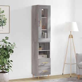 vidaXL Dulap înalt, gri sonoma, 34,5x34x180 cm, lemn prelucrat