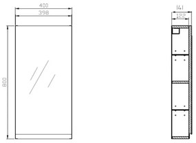 Dulap de baie cu oglindă Cersanit S590-030 MODUO 80x40 cm