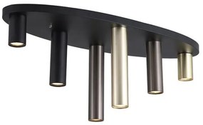 Plafoniera neagra cu 6 spoturi GU10 Tubes