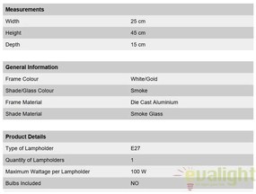 Aplica de perete exterior stil clasic IP43 Puchberg AL 11K/82505 weiß-gold/rauch OR