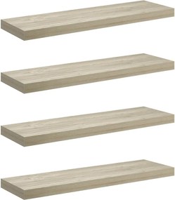 vidaXL Rafturi de perete suspendate 4 buc., stejar, 80x23,5x3,8 cm MDF