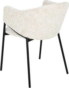 Set de 2 scaune aspect retro, Metal Negru, Chenille Bej, NOBLESSE A-47578 VC