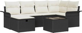 vidaXL Set de canapele pentru grădină cu pernă 7 pcs Rattan poli