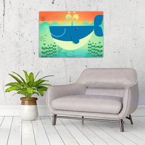 Tablou - Balenă veselă în mare (70x50 cm)