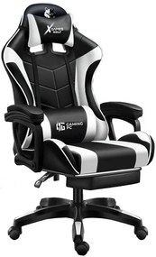 JAKS SCAUN GAMING REGLABIL ECO PIELE NEGRU-ALBA FG-02