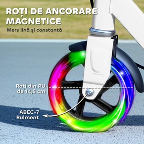 AIYAPLAY Trotinetă pentru Copii 3-8 Ani cu Roți Luminoase, Mâner Reglabil și Frână Spate, Alb | Aosom Romania