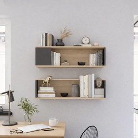 Set raft de perete Riva culoare stejar si antracit 100 cm