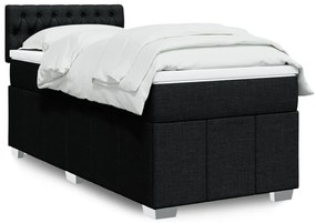 vidaXL Pat box spring cu saltea, negru, 80x200 cm, textil