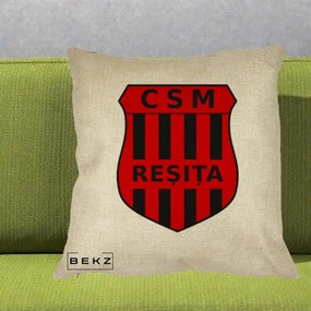 Perna Personalizata CSM Resita Fotbal, 40x40 cm, Crem, Husa Detasabila, Perna Inclusa, BEKZ®