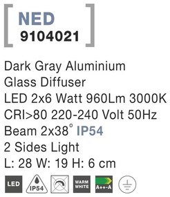 Aplica LED ambientala de exterior IP54 NED gri NVL-9104021