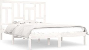 vidaXL Cadru de pat fără saltea, alb, 140x190 cm, lemn masiv de pin
