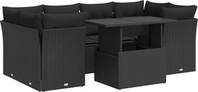 vidaXL Set canapele de grădină cu perne, 7 piese, negru, poliratan