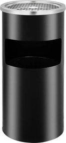 vidaXL Coș de gunoi de perete cu scrumieră, negru, oțel, 26 L