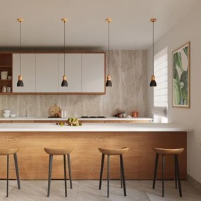 Lustră pe cablu QUBIC 1xE27/60W/230V neagră beton/lemn Sollux SL.0963