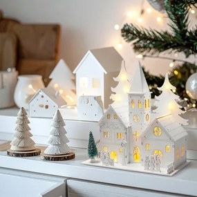 Brilagi - Decorațiune LED de Crăciun, bisericuță, LED/2xAA