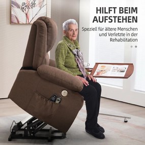 HOMCOM Scaun Electric Rabatabil cu 8 Puncte de Masaj și Suport pentru Picioare, Fotoliu Modern din Țesătură, 87x92x105 cm, Cafea | Aosom Romania
