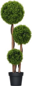 HOMCOM Plantă Artificială de Buxus cu 3 Ffere și Frunze de Bambus | Aosom Romania