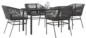 vidaXL Set de sufragerie de grădină 5 piese neagră Sticlă Poly Rattan