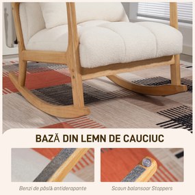 HOMCOM Balansoar 90°-130° cu Pernă Lombară din Țesătură Sherpa Albă | Aosom Romania