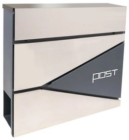 Cutie poștală 371 x 362 x 105 mm, Zinc + oțelinoxidabil cu orificiu pentru ziare