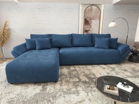 Colțar extensibil dumonde cu ladă de depozitare si sezut confortabil din spuma high-density, Berlin XL Zoom Blue 350x185 cm