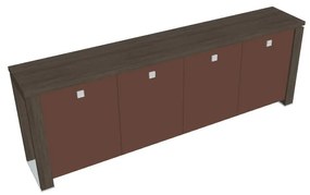 Dulap mic Verno+ 260 x 46 x 90 cm, uși de sticlă, stejar antracit / maro