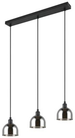 Lustră neagră/argintie cu abajur din sticlă Molly – Trio