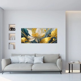 Tablou - Pictura de flori de aur (120x50 cm)