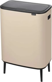 Cos de gunoi Brabantia Bo Touch Hi 1010457, 60 l, Manere laterale, Picioare reglabile, Bej