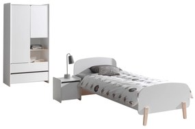 Set KIDDY format dintr-un Pat copii (90x200) cu noptieră și Dulap camera copii cu 2 uși.