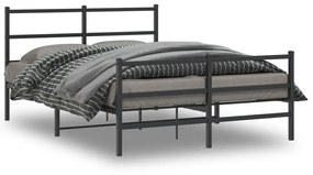 355383 vidaXL Cadru pat metalic cu tăblie de cap/picioare , negru, 140x190 cm