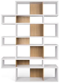 Bibliotecă cu detalii maro deschis TemaHome London, înălțime 220 cm, alb