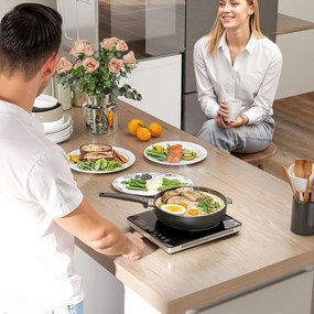 HOMCOM Placă Inducție 2000W Temperatură Reglabilă, Plastic și Sticlă, 31x27x4.2 cm, Negru | Aosom Romania