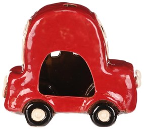 Suport lumânare Car roșu, ceramică, 16 x 9 x 14 cm