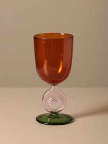 Pahar de vin, portocaliu, cu picior, din sticla borosilicata, Loop