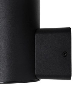 Lampă de perete exterioară neagră cu sticlă opala cu senzor de mișcare - Huma