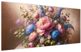 Tablou - Masă plină de flori (120x50 cm)