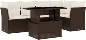 vidaXL Set canapele de grădină cu perne, 6 piese, maro, poliratan