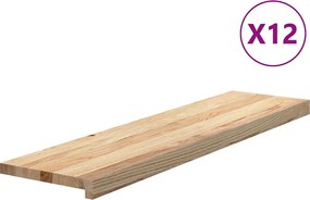 vidaXL Trepte scari 12 buc Stejar masiv netratat 100x25x2 cm