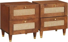 vidaXL Dulap de noapte cu sertar 2 pcs Maro 40 x 33,5 x 46 cm