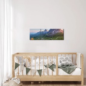 Tablou cu curcupeu deasupra stâncilor (cu ceas) (90x30 cm)