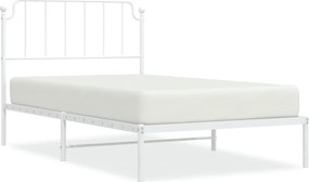 vidaXL Cadru de pat din metal cu tăblie, alb, 107x203 cm