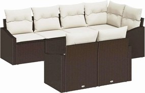 vidaXL Set de canapea cu pernă 7 pcs Maro poliratan