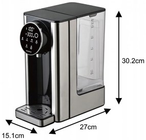 Dispenser apă caldă Klausberg KB 7880, 2600W, 2.7l, 40-100°C, 7 temperaturi, Afișaj LED tactil, Protecție copii, Setări de memorie, Inox/negru