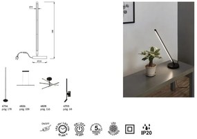 Veioza/Lampa de masa LED design modern minimalist TORCH neagra