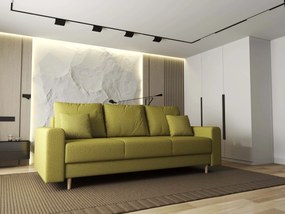Canapea extensibilă dumonde cu ladă de depozitare si sezut confortabil din spuma high-density, Kronos Enjoy Verde 210x100 cm