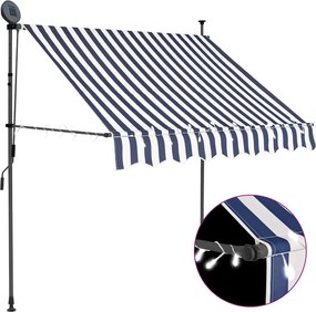vidaXL Copertină retractabilă manual cu LED, albastru & alb, 100 cm