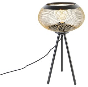 Lampă de masă modernă trepied neagră cu auriu - Lucas