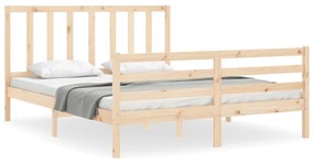 3193866 vidaXL Cadru de pat cu tăblie, 160x200 cm, lemn masiv